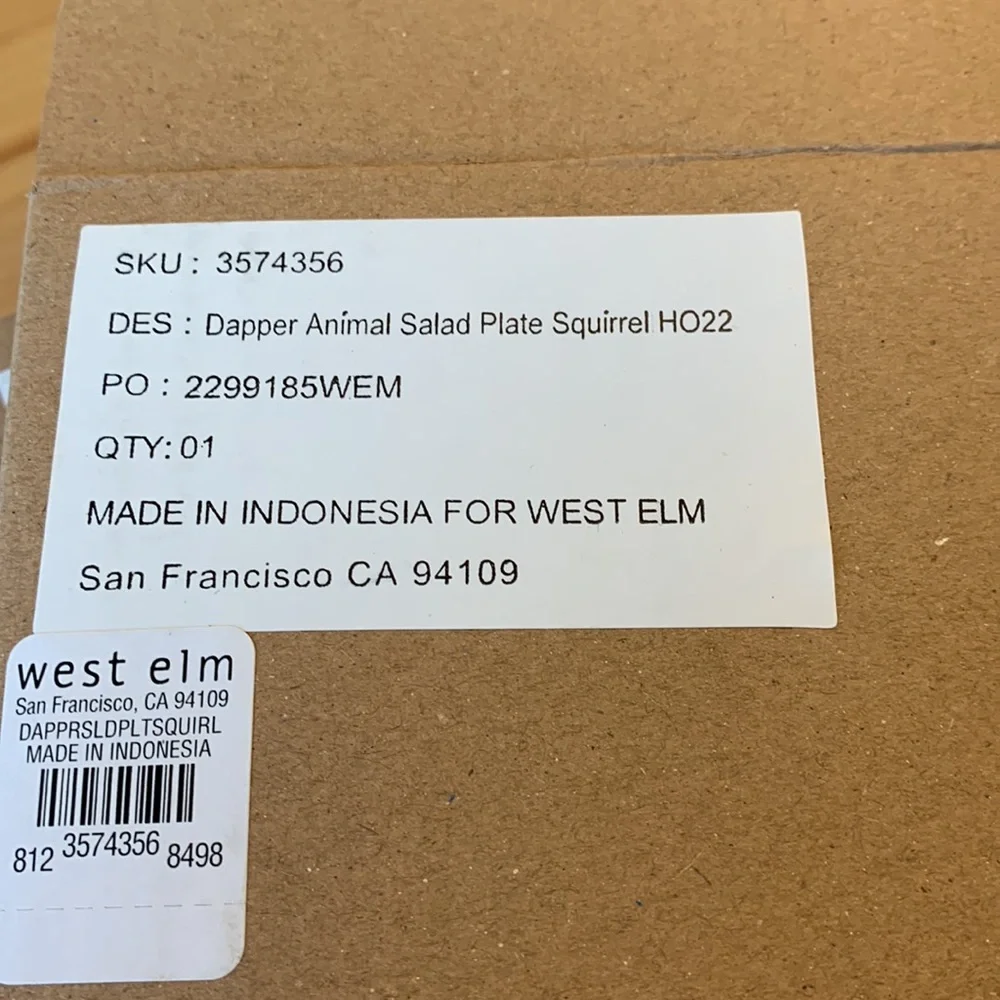 West Elm Dapper Animal Holiday Salad Plate - Squirrel